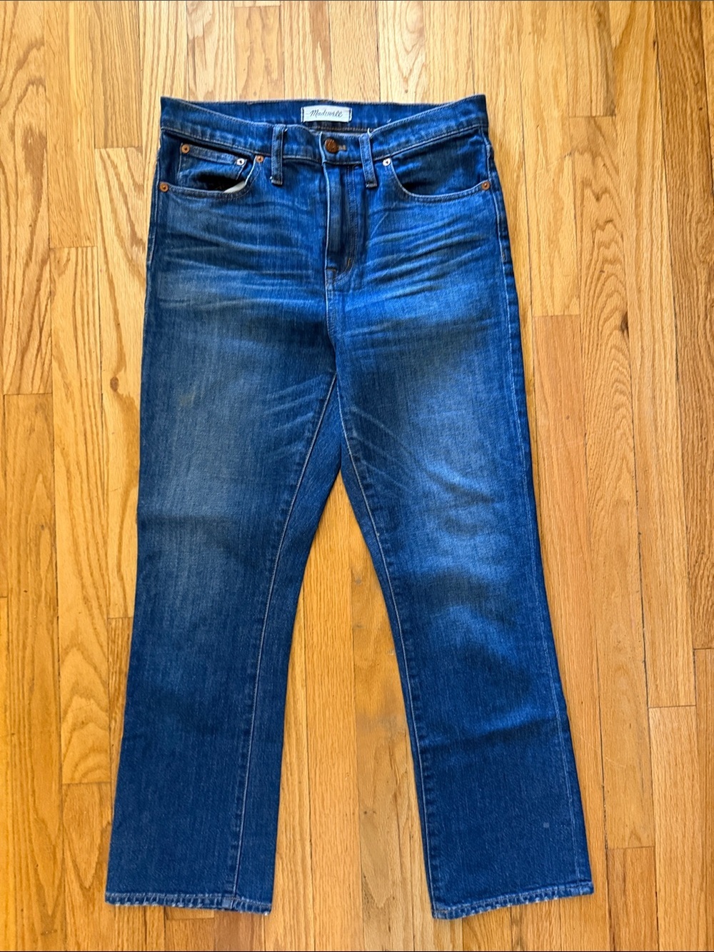 Madewell sz 28 High Riser Demi Boot Jeans in Deep Blue Wash great condition
